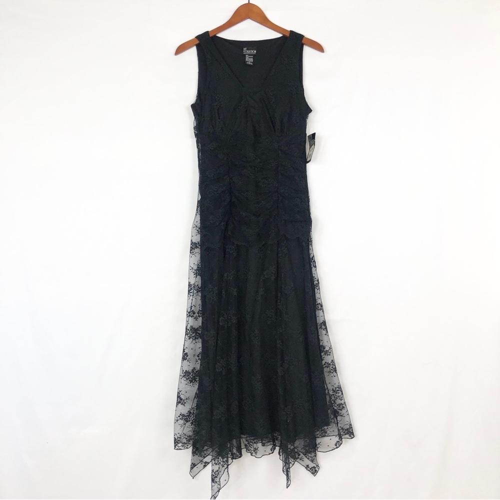 NEW Vintage Y2K NY Collection Lace Maxi Dress Black Size S Goth